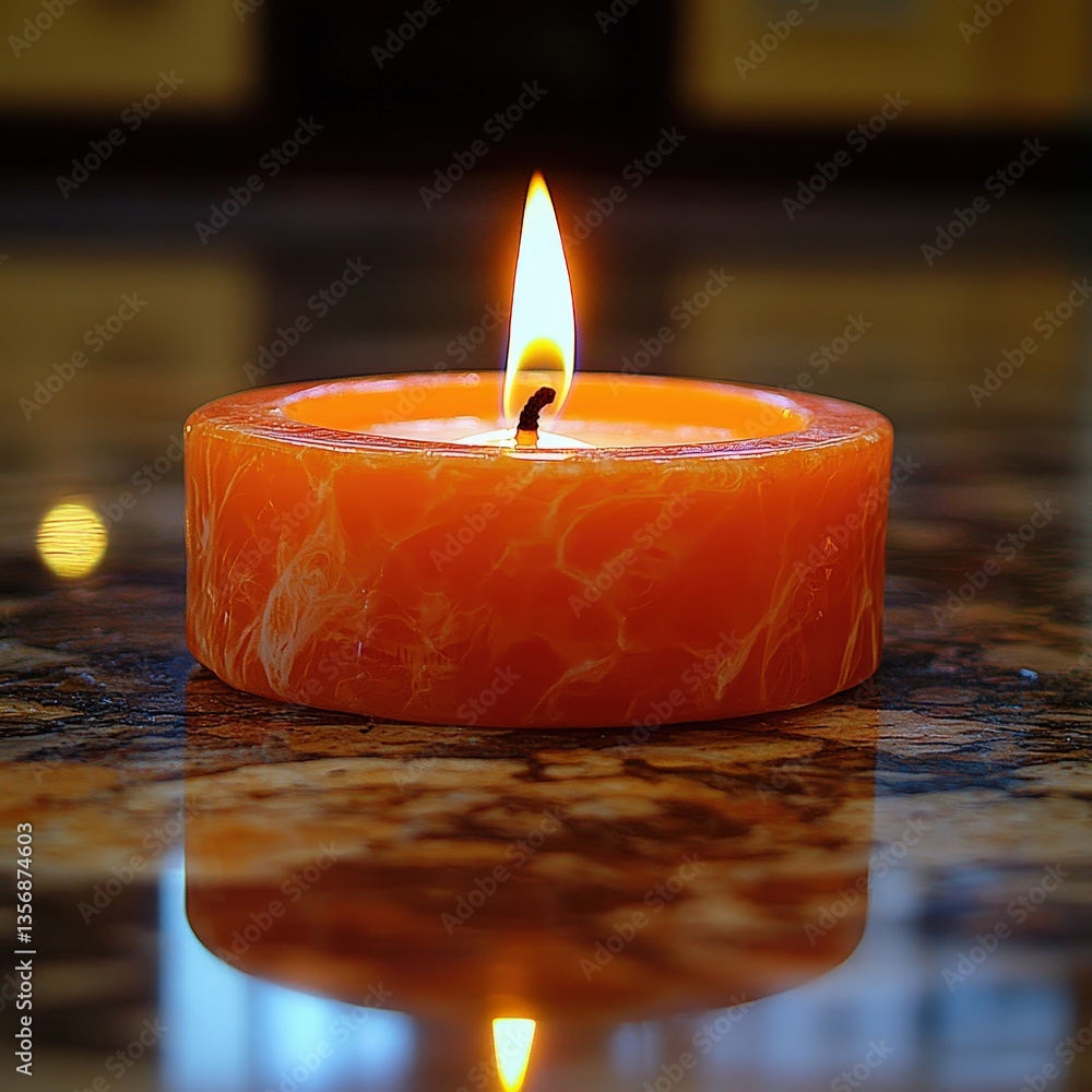 Aufkleber elegant candle on a table surrounded by soft lighting creating a cozy and inviting atmosphere