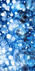 Abstract blue and white bokeh background with concentric circles visualizing the pulse of innovation in technology design