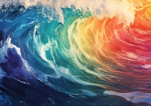 40. A rolling wave-inspired rainbow texture with ocean-like motion