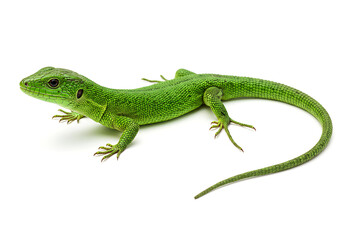 Fototapeta premium green lizard on a white background