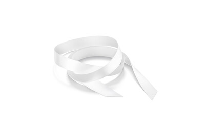 Blank white satin ribbon mockup, isolated