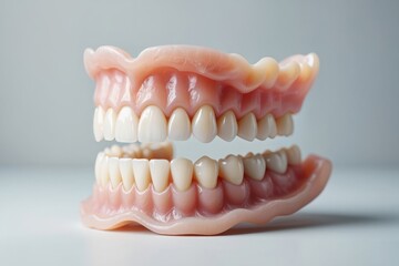 Obraz premium Realistic dental model showcasing upper and lower teeth, emphasizing dental health and oral care techniques