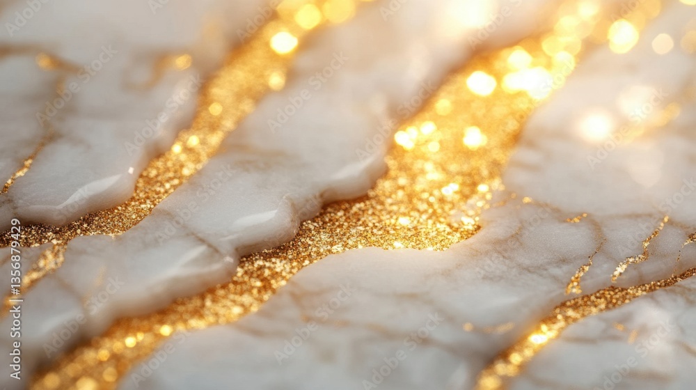Poster luxurious marble texture with golden glitter accents creating a glamorous and elegant visual experie