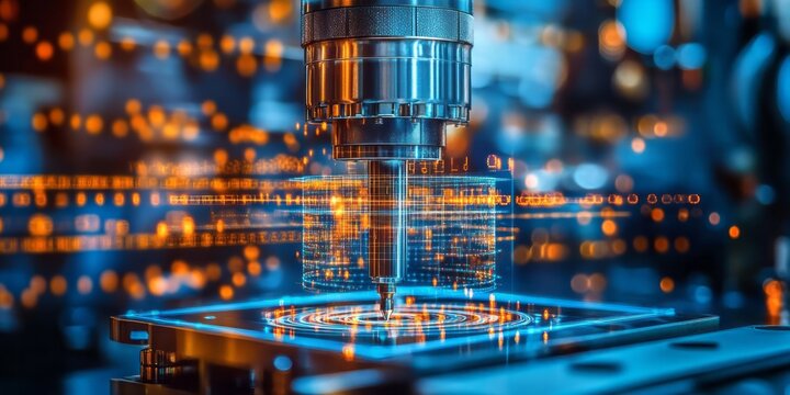 Cnc milling machine precision cutting with holographic projection interface