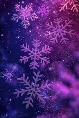 Fototapeta premium Enchanting winter season with shimmering snowflakes on a captivating purple and blue gradient background creating a magical festive atmosphere