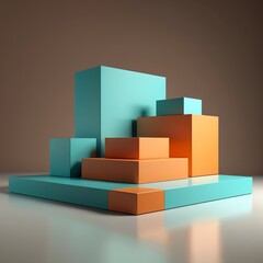 Obraz premium Abstract Geometric Composition in Teal and Orange