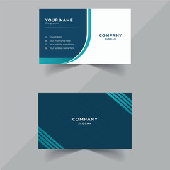 Blue modern creative business card and name card horizontal simple clean template vector design