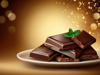 Elegant platter showcasing tempting crispy dark chocolate pieces arranged beautifully on a small decorative plate