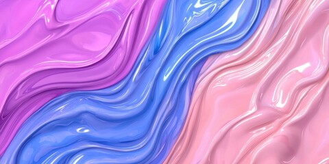 Fototapeta premium Swirling Waves of Vibrant Pink Purple and Blue Paint Creating a Dreamy Abstract Landscape with Nostaic Neon Hues