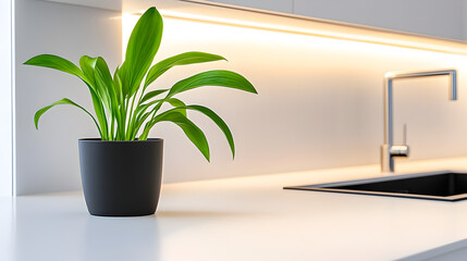 An LED strip must be correctly mounted on the cabinet surface of the kitchen set in order to provide lighting 