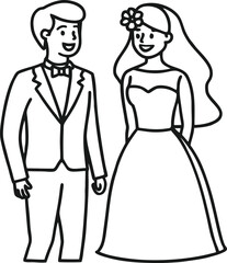 Romantic Silhouette of a Bride and Groom Walking Together