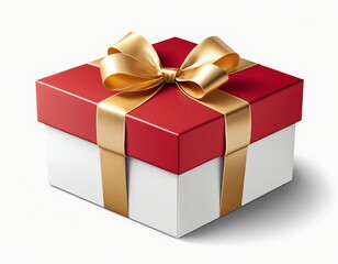 Red and White Gift Box with Gold Ribbon