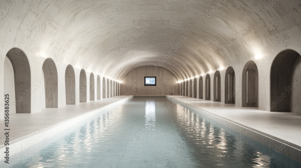Aufkleber serene reflection event in minimalist indoor pool tranquil environment modern architecture perspecti