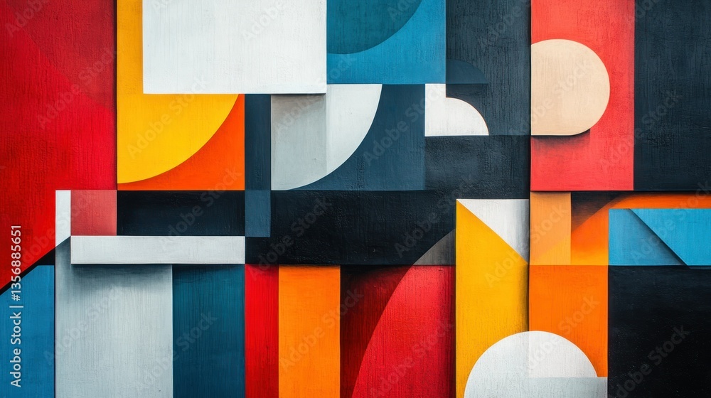 Poster abstract geometric composition with bold colors and defined shapes creating a modern artistic expres
