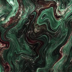 Dark forest green and maroon swirls, moody and luxurious with glossy highlights