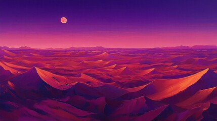 Crimson Desert Under a Pink Moon: An Enchanting Digital Landscape