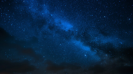 Fototapeta premium Celestial Panorama: Starry Night with the Milky Way, Wide-Angle Capture of Distant Stars and Nebulae