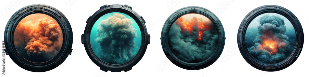 Poster a series of intense and visually striking explosions captured in dramatic dynamic imagery showcasing