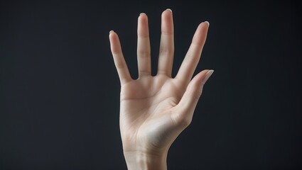 woman hand on black background