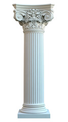 Fototapeta premium Majestic white column standing tall with classical architecture representing strength and timeless beauty in design , white isolate background