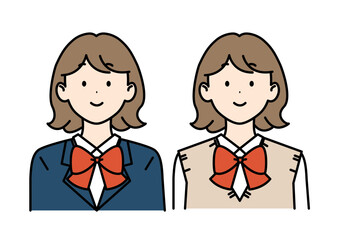 短髪の茶髪高校生の女の子