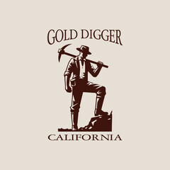western gold digger vector logo illustration