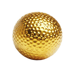 Gleaming gold golf ball sitting on a green surface, capturing the essence of the sport and perfecting the game , white isolate background