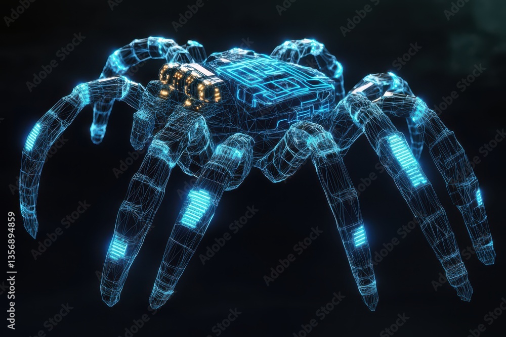 Poster a futuristic robotic ai assistant with a sleek metallic design, glowing eyes, and advanced technolog
