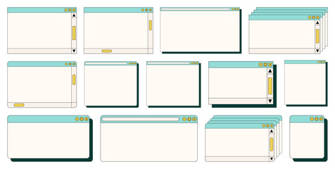 Desktop browser and dialog window templates. Computer user interface elements