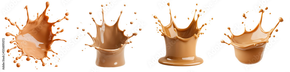 Poster dynamic and energetic liquid splash forming an abstract explosion of shapes and motion