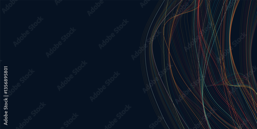 Poster technology background. big data visualization concept. lots of dots and fibers on a blue background