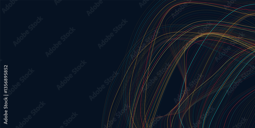 Poster technology background. big data visualization concept. lots of dots and fibers on a blue background