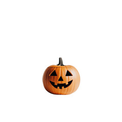 Obraz premium Striking halloween pumpkin with intricate carvings set against a deep black background creating a dramatic contrast , white isolate background