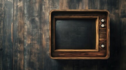 Vintage Wooden TV Box with Open Screen Cutout