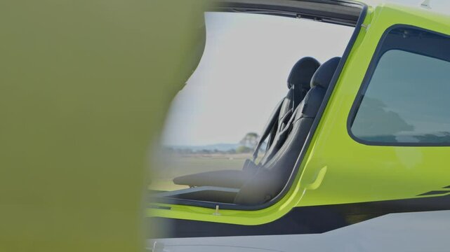 Luxury Black Leather Interior Cockpit Profile Green JMB VL3 Ultralight Private Aircraft Aviation Slow Motion