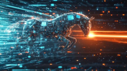 Moonlight Cyberpunk Data View Beams System Horse Disintegrating