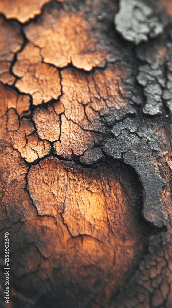 Poster close up of charred wood texture abstract background capturing intense detail and organic patterns e