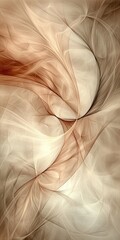 Abstract Digital Art of Vibrant Data Flowing Like Ethereal Fabrics Amidst Swirling Clouds of Beige and Brown Mist
