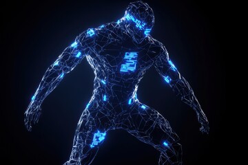 Fototapeta premium A digital illustration of a mysterious person set in a futuristic theme. The person appears enigmatic and futuristic in style.