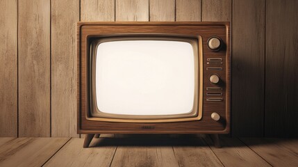 Vintage Wooden Television on Rustic Background