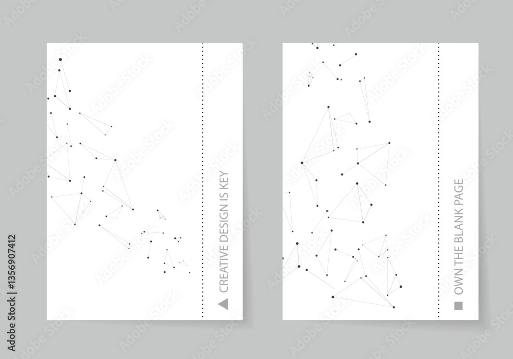 Poster Abstract grid link brochure design. Point communicate hub. Connect scientific random formula