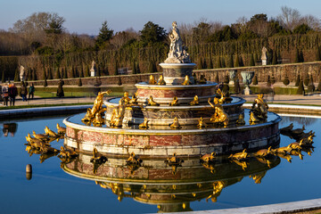 view of the Latona Basin in Versailles