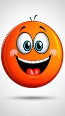 Cheerful orange cartoon face with bright eyes and joyful mouth perfect for happy expressions in illustrations and designs