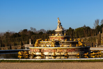 view of the Latona Basin in Versailles