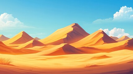 Serene desert vista with sand dunes under a tranquil sky backdrop