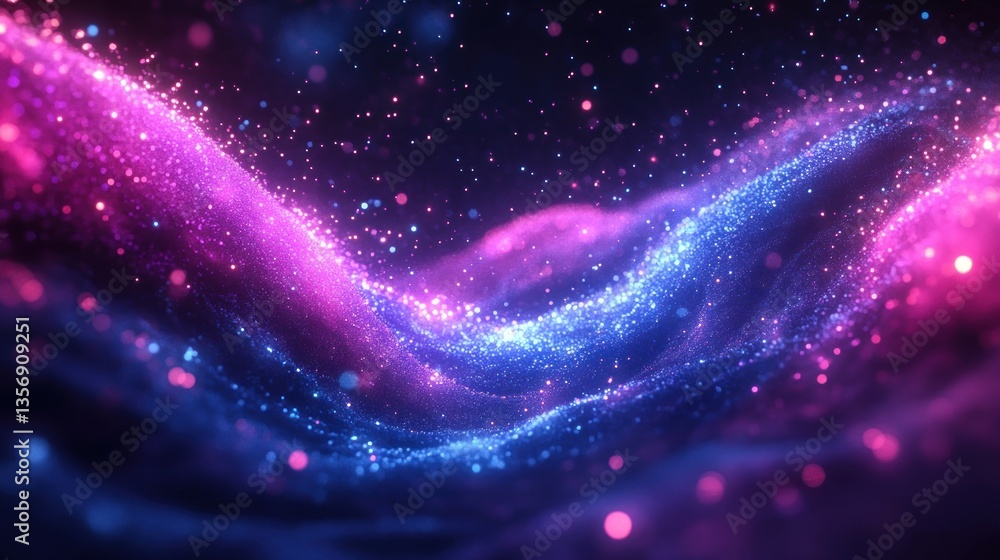 Poster ethereal nebula unfolding a celestial tapestry of shimmering particles and radiant waves blending vi