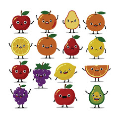 Fototapeta premium Adorable Cute Animated Drawing Fruit Faces Illustration