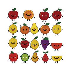 Obraz premium Cheerful Fruit Animated Drawing with Friendly Faces Art