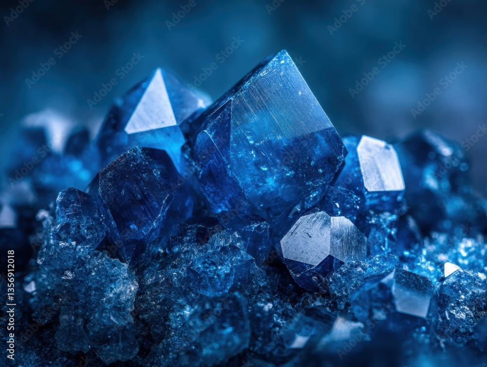 Aufkleber captivating close up of deep blue crystal cluster displaying sharp edges and geometric forms with su