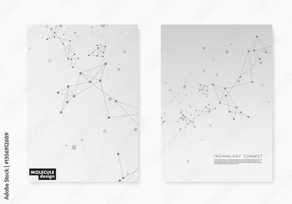 Poster Vector banner design, connecting dots and lines. Global network connection. Geometric connected abstract background